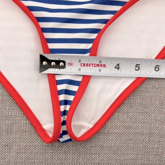 Blue / White Striped Bikini with Red Trim - Picture 7 of 7